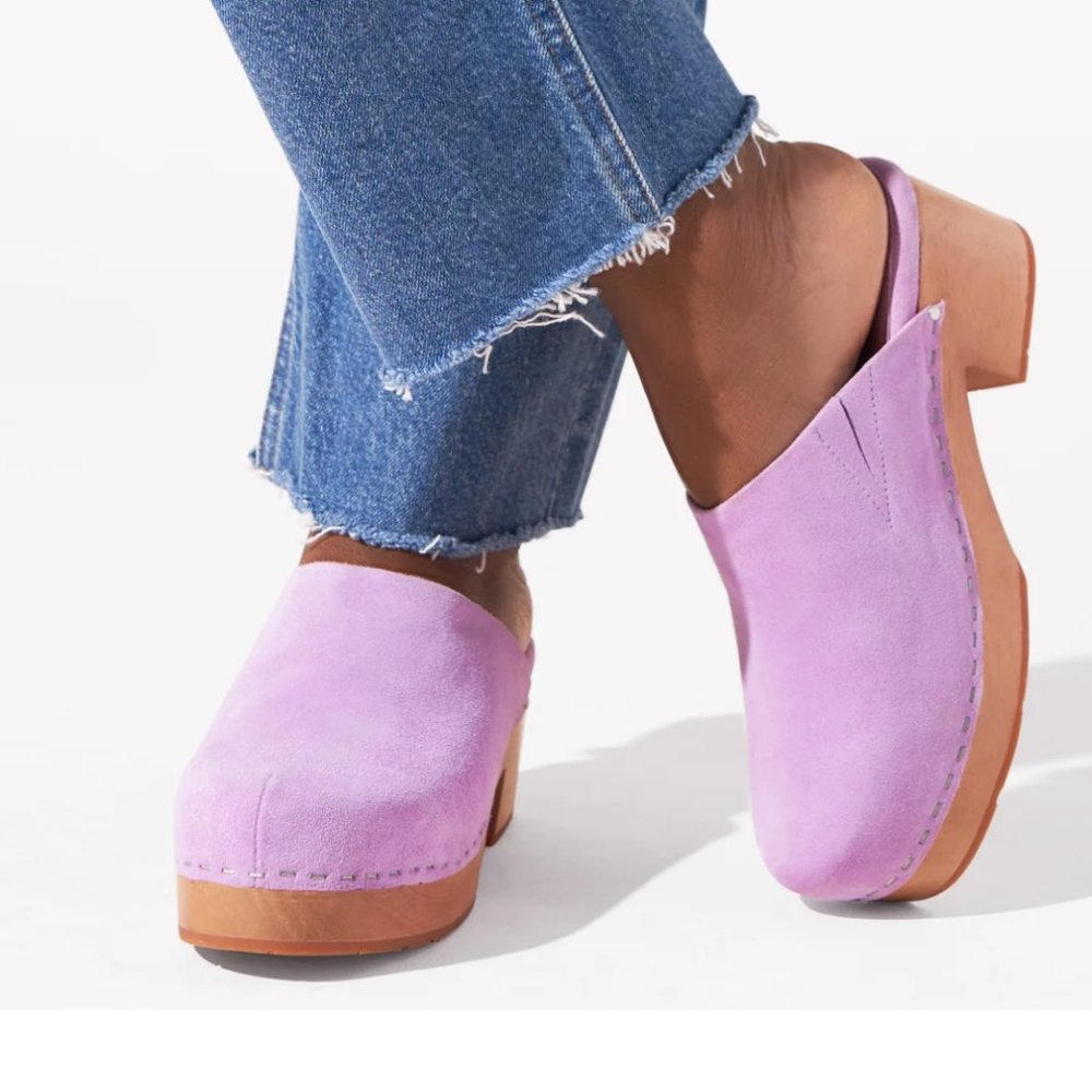 Charlotte Stone Martino Clog Size 12 in Lilac Suede